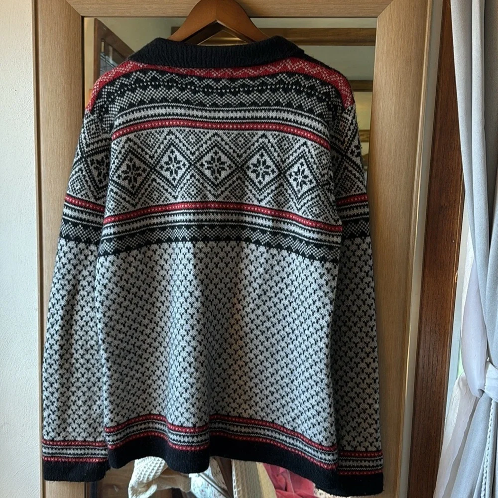 Alpaca Blend Fair-isle Quarter Zip Pullover Sweater Large